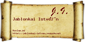 Jablonkai István névjegykártya